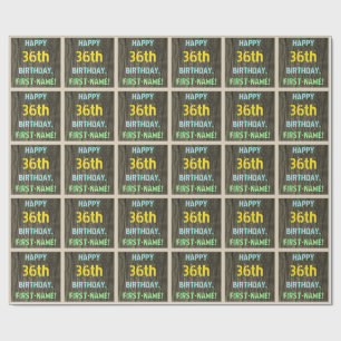 Papel De Presente Madeira Faux, aparência de texto pintado, 36º aniv