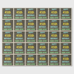 Papel De Presente Madeira Faux, aparência de texto pintado, 45º aniv