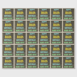 Papel De Presente Madeira Faux, aparência de texto pintado, 86º aniv