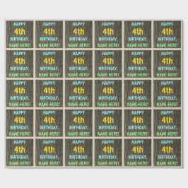 Papel De Presente Madeira Faux, aparência de texto pintado, quarto a