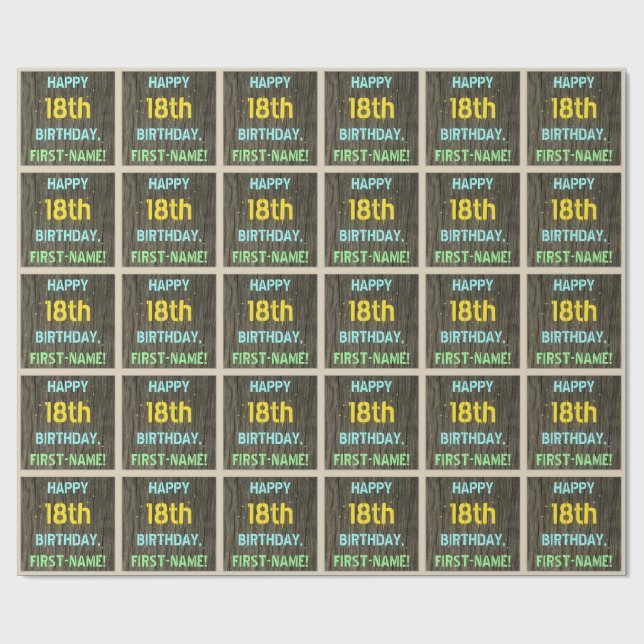 Papel De Presente Madeira Faux, Olhar para texto pintado, 18º Aniver (Aberto)