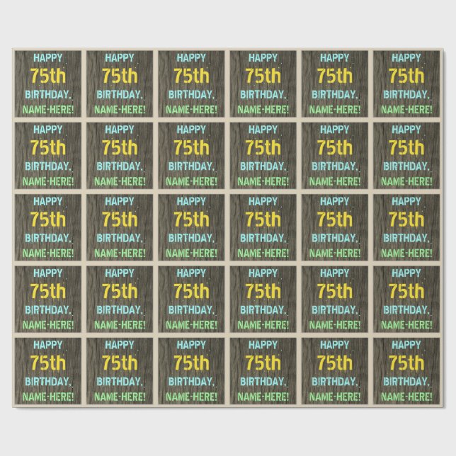 Papel De Presente Madeira Faux, Olhar para texto pintado, 75.º Anive (Aberto)