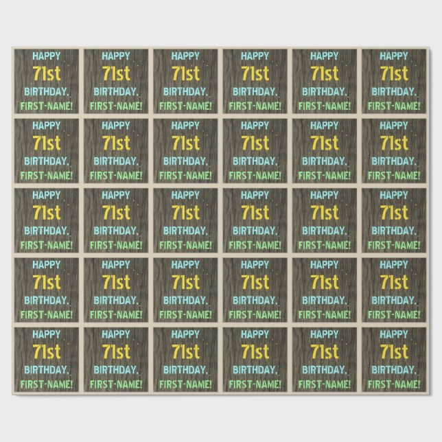 Papel De Presente Madeira Faux, Vista de Texto Pintado, Aniversário  (Aberto)