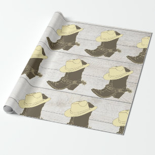 Papel De Presente Madeira russa Cowboy Cowgirl
