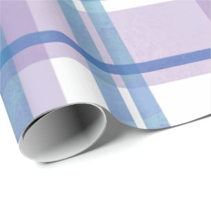 Papel De Presente Madras Xadrez Azul e Roxo