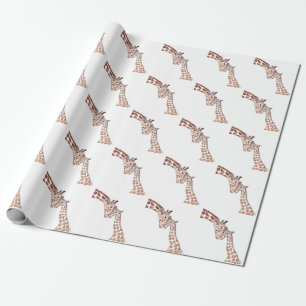 Papel De Presente Madre girafa com berçário de aquarela bebê 