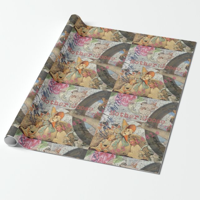 Papel De Presente Madre Goose Enfermeira Rhyme Fairy Tale (Desenrolado)