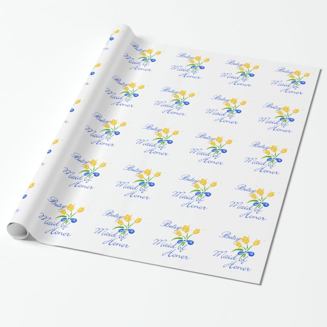 Papel De Presente Madrinha de casamento com Tulipas Amarelas (Desenrolado)