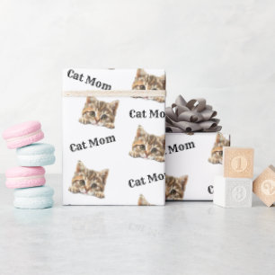 Papel De Presente Mãe de Gato Espiando Munchkin Padrão Repetitivo