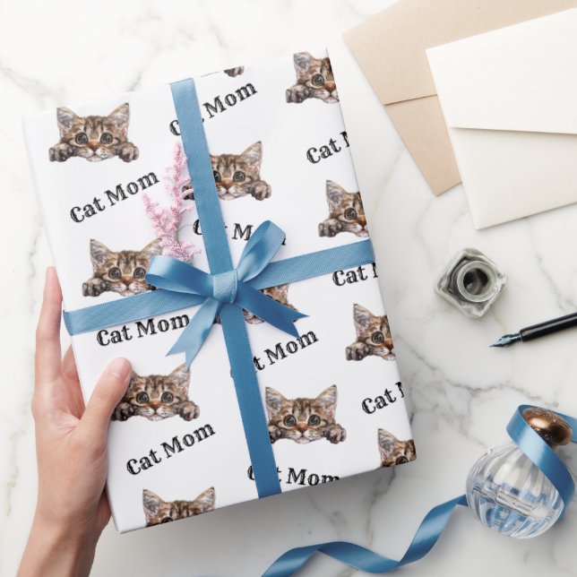 Papel De Presente Mãe de Gato Espiando Padrão Repetitivo LaPerm (Presentear)