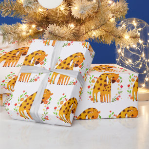 Papel De Presente Mãe e Bebê Girafa