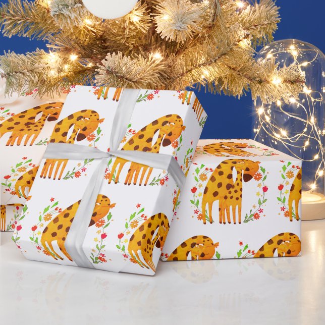Papel De Presente Mãe e Bebê Girafa (Feriados)