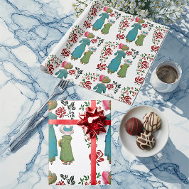 Papel De Presente Mãe Filha Duo Rosas vermelhas Floral Greenerescênc