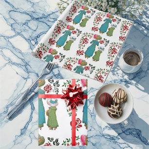 Papel De Presente Mãe Filha Duo Rosas vermelhas Floral Greenerescênc