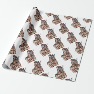 Papel De Presente Mãe Girafa com Baby Giraffe