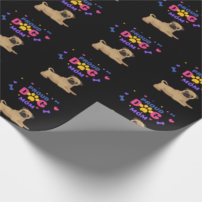 Papel De Presente Mãe Orgulhosa de Cachorro Pug (Ponta)