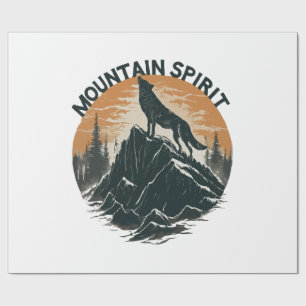 Papel De Presente Maestade Montanhosa Lobo Uivando no Pico