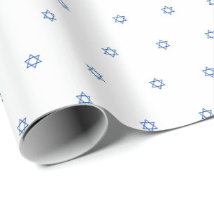 Papel De Presente Magen David Blue e White Standard Bar Mitzvah