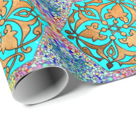 Papel De Presente Magen David na turquesa floral