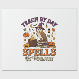 Papel De Presente Magia ao Luar de Sala de Aula de Halloween