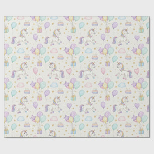 Papel De Presente Magia de Aniversário de Unicórnio – Celebração de 