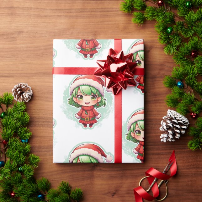 Papel De Presente Magia do Elf Xmas da Menina (Presente de Natal)
