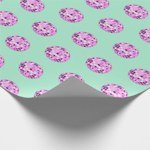 Papel De Presente Magic Mint de Padrão de Esfera de Disco Roxo Rosa