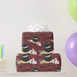 Papel De Presente Magic Show Happy Birthday Red