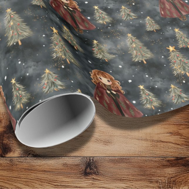 Papel De Presente Mágico Papel de Moldagem de Natal na Escola (Wizard School Christmas Gift Wrap )