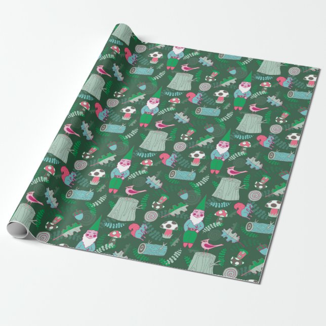 Papel De Presente Magikal Forest Gnome Wraping Paper (Desenrolado)