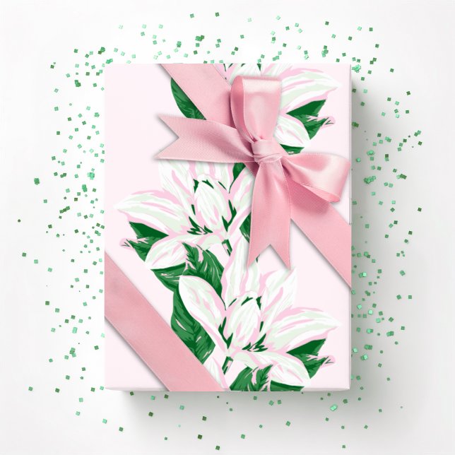 Papel De Presente Magnólia Balançando em Rosa e Verde (Criador carregado)