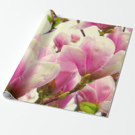 Papel De Presente Magnolia Flores Flores Florais Blossom Botânico Ch