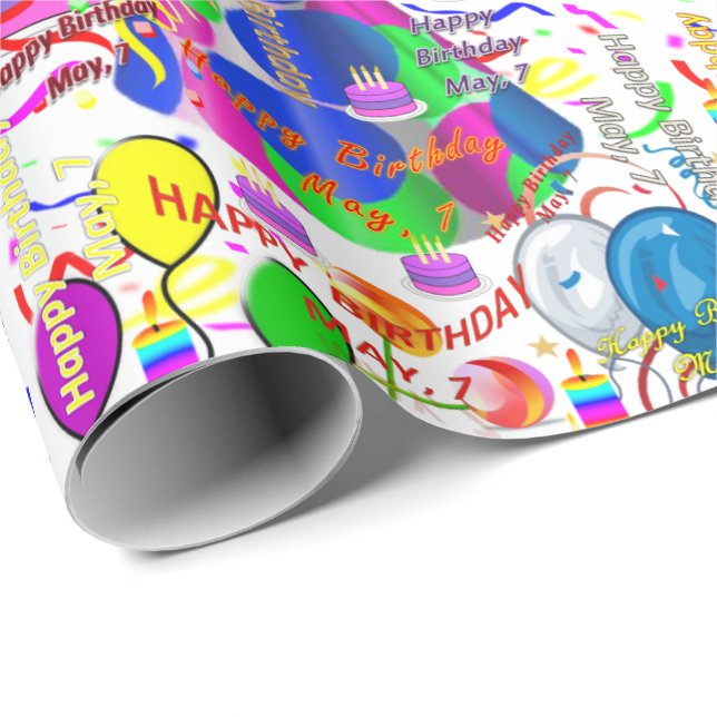 Papel De Presente Maio, 7 de aniversário (Ponta do rolo)
