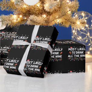 Papel De Presente Mais Propenso a Beber Todo o Vinho Família Natal