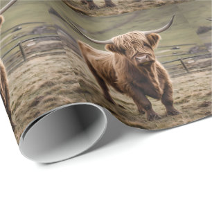 Papel De Presente **"Majestade Furry: A Vaca do Planalto Wooly Brown