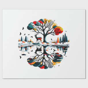 Papel De Presente Majestosa estátua na Floresta de inverno de Snowy