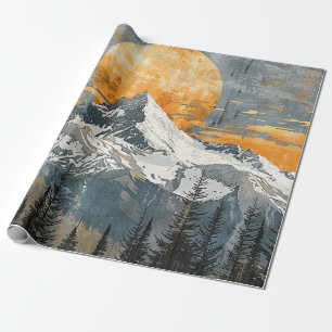 Papel De Presente Majestosa Paisagem Montanhosa - Natureza Rústica