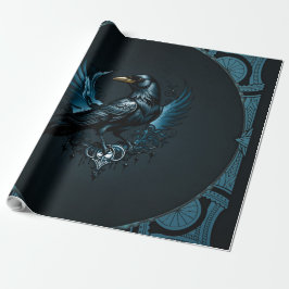 Papel De Presente Majestosa raven negra sentada sobre um ornamentado