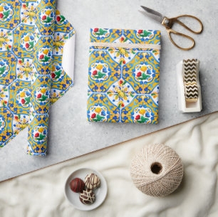 Papel De Presente Majolica,azulejos azuis,azulejos Sicilianos,Azulej