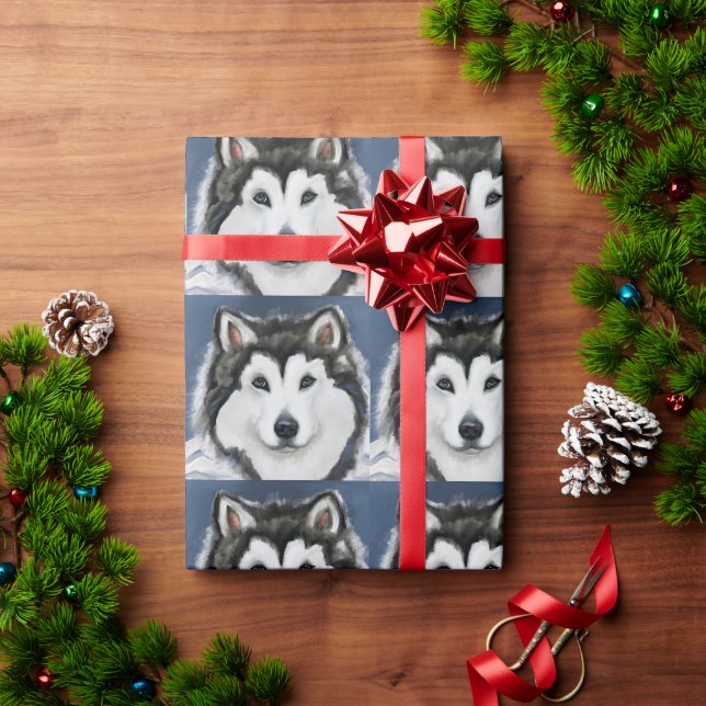 Papel De Presente Malamute do Alasca (Presente de Natal)