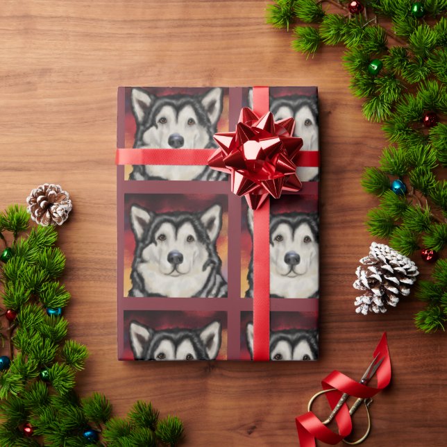 Papel De Presente Malamute do Alasca     (Presente de Natal)