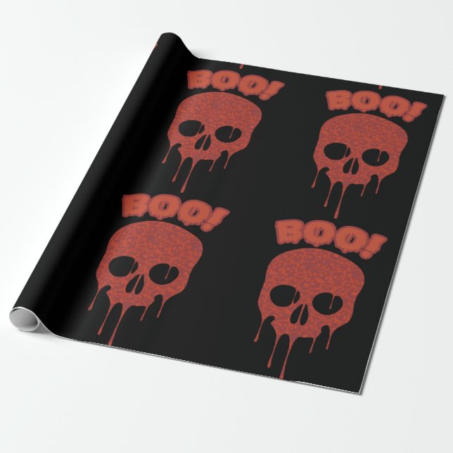 Papel De Presente Maldito Boo Skull Halloween (Desenrolado)