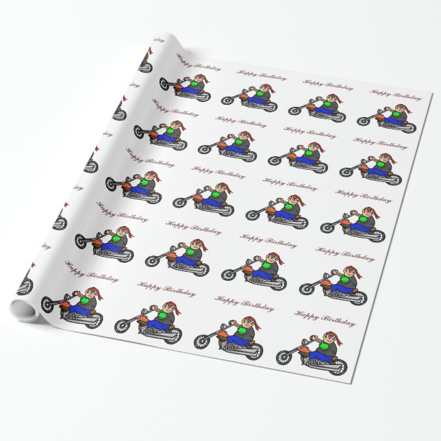Papel De Presente Male Riding Motorcycle Wrap (Desenrolado)