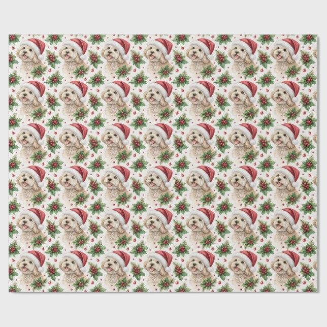 Papel De Presente Maltipoo Christmas Wrapping Paper (Aberto)