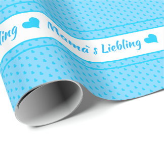 Papel De Presente Mama`s Liebling blau mit Herzen