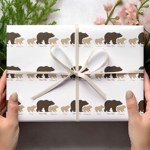 Papel De Presente Mama Urso Personalizada Com 2 Nomes de Filhos Pres