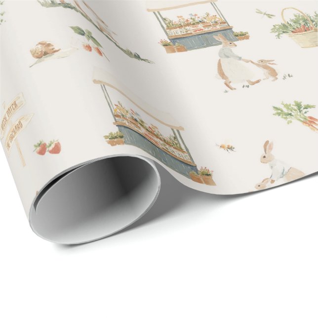 Papel De Presente Mamãe Coelhinha e bebê impressão de Páscoa na faze (Ponta do rolo)