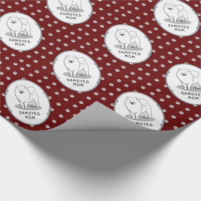 Papel De Presente Mamãe Samoyed (branca) Cachorro Bonito (Ponta)