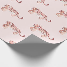 Papel De Presente Mamãe Tiger e Cub Padrões para Bebê, Rosa, Molhand