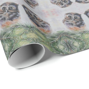 Papel De Presente Mamães... - Pintura Em Aquarela - Coruja